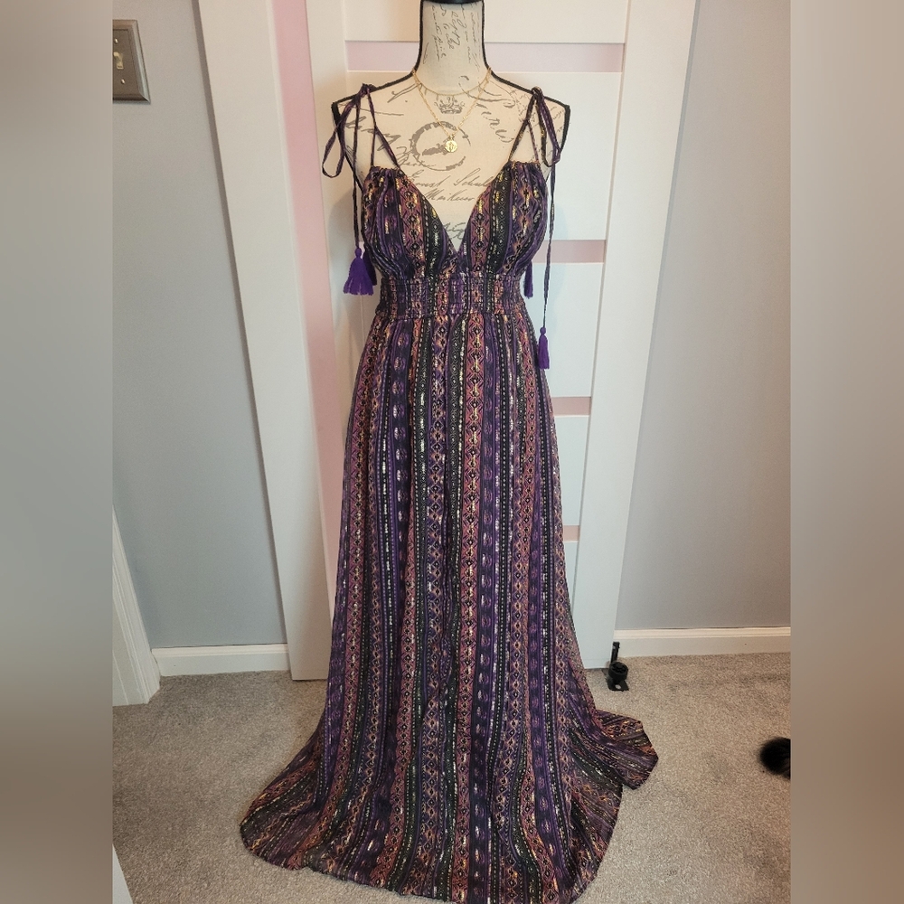 Red and Pink Halter Maxi Dress for Prom